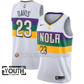 Camiseta Niños NBA New Orleans Pelicans Anthony Davis 23 2018-19 Nike City Edition Blanco Swingman